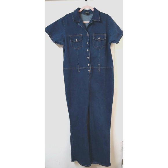 Starwear WM 1X 1 Piece Denim Bodysuit Overall Button Closure Belt Loops - Picture 1 of 6